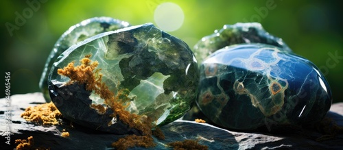 Two rocks, one green and on...