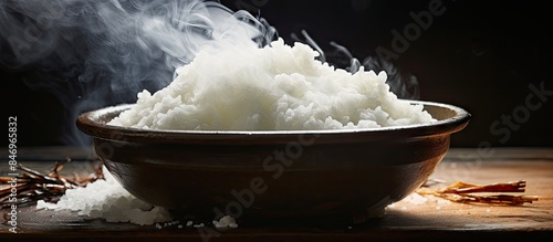 Bowl of rice with rising st...