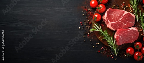 Raw pork steak placed on a ...