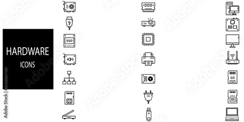Digital economy simple concept 44 icons set. Contains such Icons as CPU, Artificial Intelligence, Sim Card and more.Vector illustration.