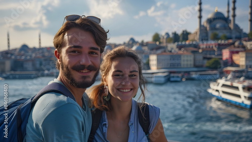 young couple portrait in the city, travel concept © dobok