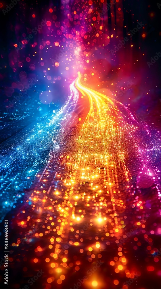 Naklejka premium An abstract painting of a colorful light trail