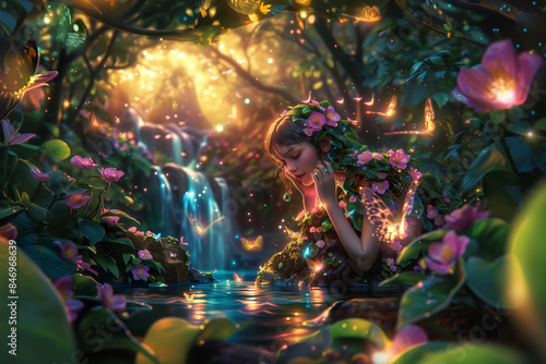 Fairy Princess Pixie Elf Magical Fantasy Romantic Fairytale Beautiful Colors Enchanted Forest