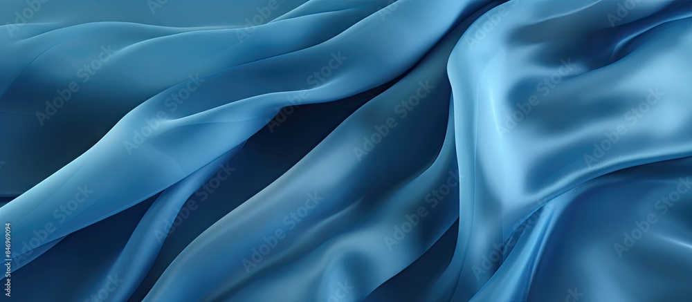 Close-up of textured blue silk fabric with elegant long folds, perfect for artistic backgrounds and designs. with copy space image. Place for adding text or design Close-up of textured blue silk fabric with elegant long folds, perfect for artistic backgrounds and designs. with copy space image. Place for adding text or design