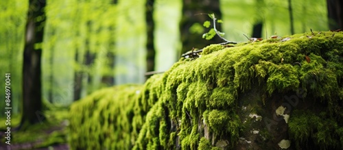 Moss-covered boulder in a l...