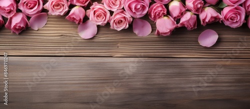 Pink roses and a heart shap...
