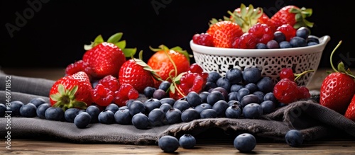 Fresh strawberries and blue...