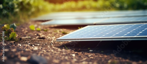 Numerous solar panels lying...