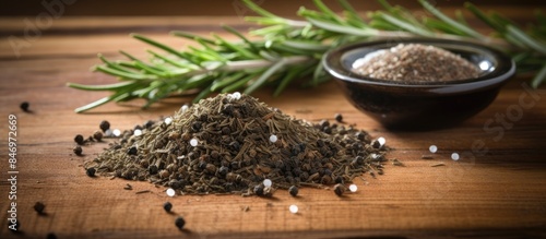 Fresh herbs stacked close t...