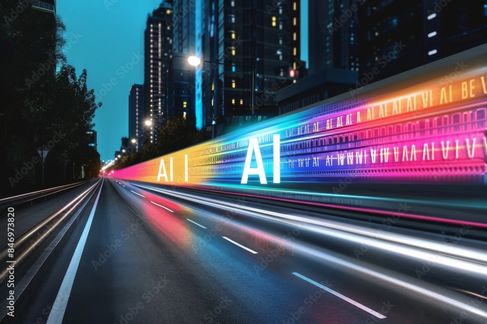 AI lightbox in neon city, digital art, technology innovation, artificial intelligence, high tech visuals, cyberpunk theme, modern design AI lightbox in neon city, digital art, technology innovation, artificial intelligence, high tech visuals, cyberpunk theme, modern design
