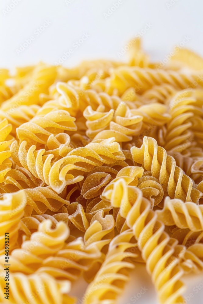 A messy pile of pasta on a white surface, ideal for use in food-related content or illustrations A messy pile of pasta on a white surface, ideal for use in food-related content or illustrations