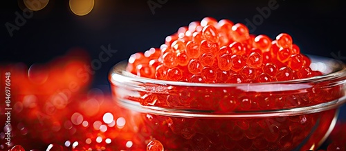 Red beads gathered in a dis...