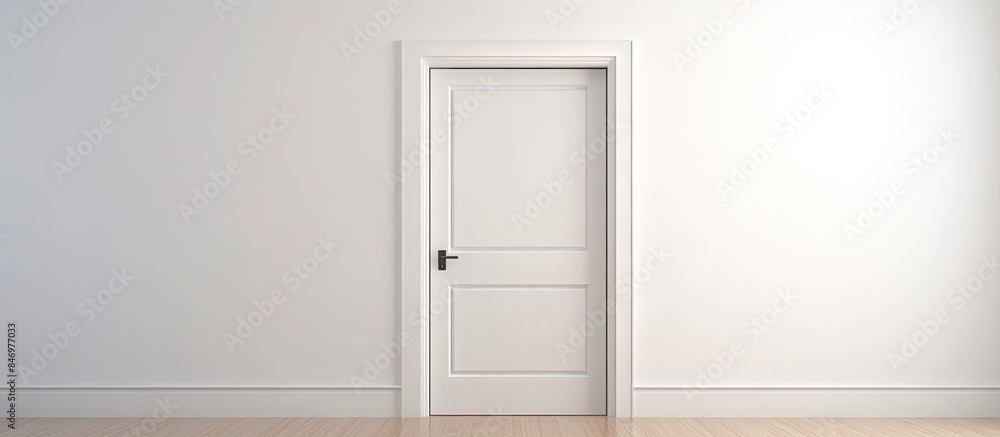 Inside a modern bedroom, the white door is open, inviting in light and air. with copy space image. Place for adding text or design Inside a modern bedroom, the white door is open, inviting in light and air. with copy space image. Place for adding text or design