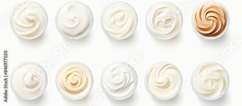 Assorted cream samples disp...