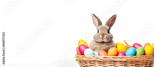 Rabbit sitting in basket wi...