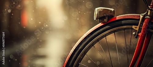 Red bike left outdoors in r...