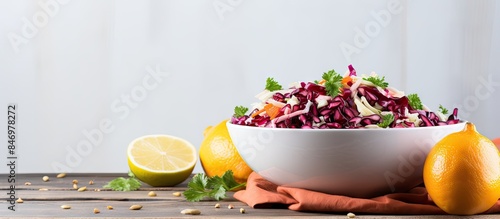 Vibrant red cabbage slaw wi...