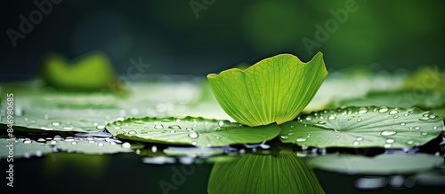 Close-up of a lotus leaf on...