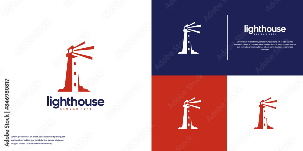 Φωτογραφία beacon light, landmark, navigation, logo design illustration.