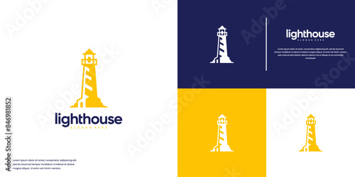 lighthouse logo in simple and clean style, logo graphic design.