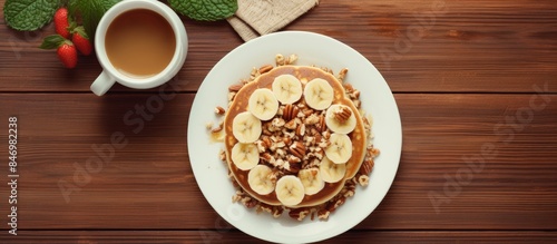 Pancakes topped with banana...