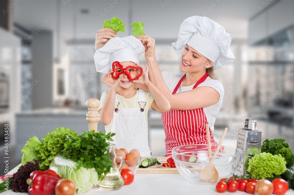 Healthy food concept. Happy family cook at kitchen Healthy food concept. Happy family cook at kitchen