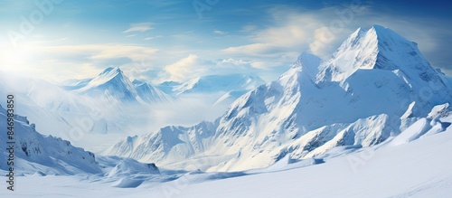 A person gliding down snow-...