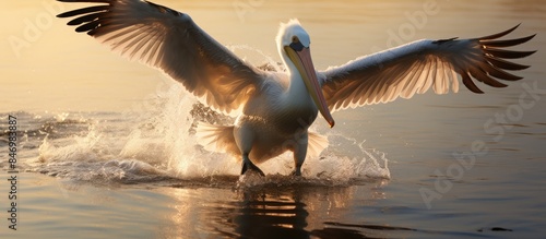 Pelican smoothly landing on...
