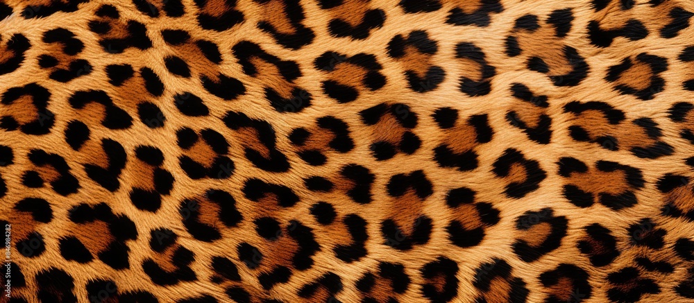 Detailed view of a fabric pattern with a striking black and brown leopard print design. with copy space image. Place for adding text or design Detailed view of a fabric pattern with a striking black and brown leopard print design. with copy space image. Place for adding text or design