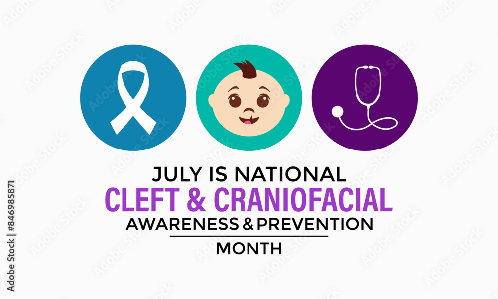 National Cleft and Craniofacial awareness and prevention month is observed every year in July. Banner poster, flyer and background design. vector illustration National Cleft and Craniofacial awareness and prevention month is observed every year in July. Banner poster, flyer and background design. vector illustration