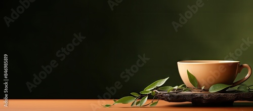 Tea in a pottery cup adorne...