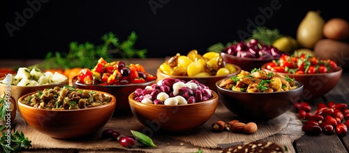 Wooden bowls holding a vari...