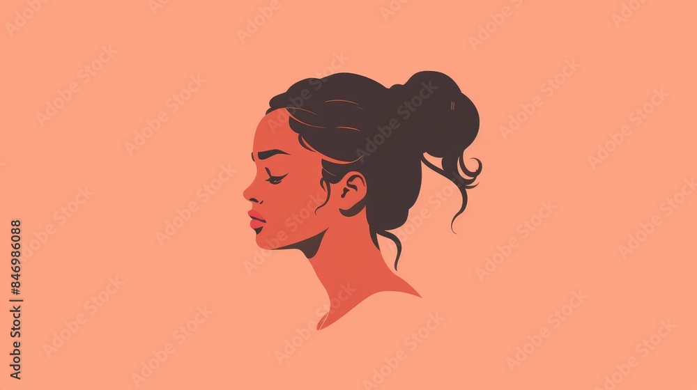 A minimalist 2d illustration in a flat style featuring the head of a Hispanic woman depicted as a girl A minimalist 2d illustration in a flat style featuring the head of a Hispanic woman depicted as a girl