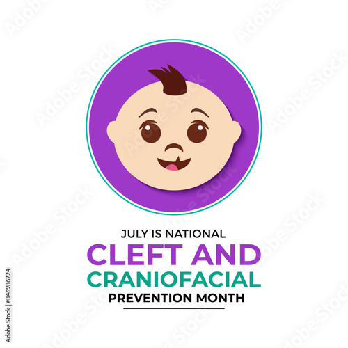 National Cleft and Craniofacial awareness and prevention month is observed every year in July. Banner poster, flyer and background design. vector illustration