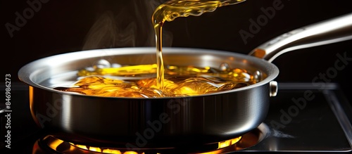 Pouring cooking oil from a ...