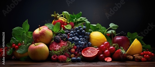 Assorted ripe fruits and vi...