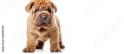 Cute Shar Pei pup standing ...