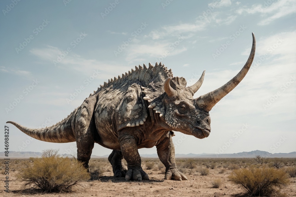 Fototapeta premium Fantasy image of prehistoric creature, Triceratops