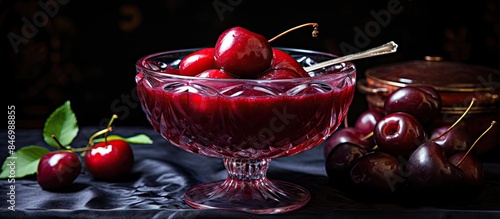 Plum compote served in a tr...