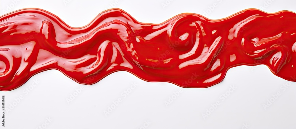 A stream of vivid red liquid flowing down a clean white surface. with copy space image. Place for adding text or design A stream of vivid red liquid flowing down a clean white surface. with copy space image. Place for adding text or design