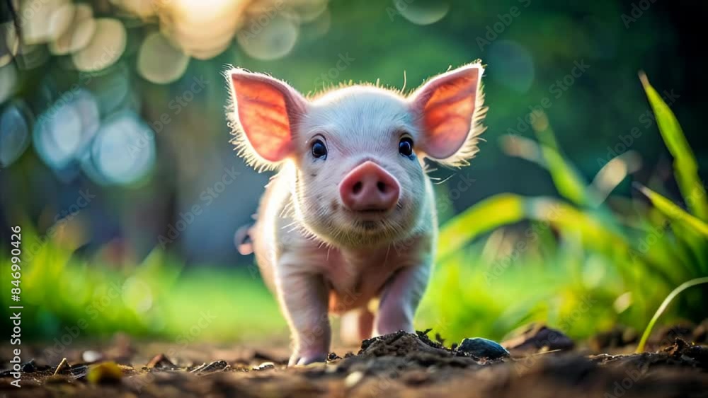 Cute minipig with nature in the background Cute minipig with nature in the background