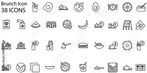 Set of brunch icons. Line art style icons bundle. vector illustration
