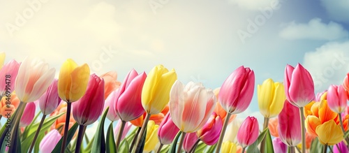 Vivid tulip flowers in full...