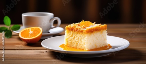 Orange cake arranged in a w...