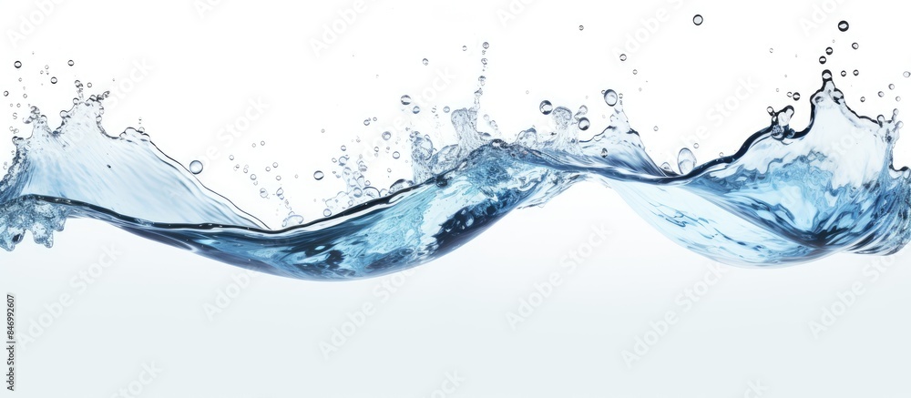 Obraz premium A detailed view of bubbles emerging from a water wave, creating a mesmerizing pattern in a beautiful natural phenomenon. with copy space image. Place for adding text or design