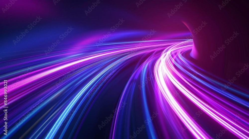 3d Render, Blue purple light line through dark background, hyper speed warp in space 3d Render, Blue purple light line through dark background, hyper speed warp in space