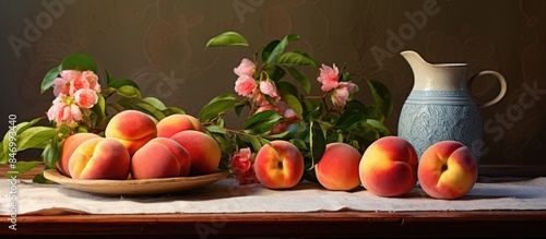 Arrangement of peaches disp...