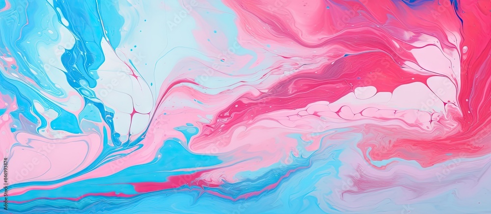 Close-up view of a swirling painting with shades of pink and blue creating an abstract and marbled art pattern background. with copy space image. Place for adding text or design Close-up view of a swirling painting with shades of pink and blue creating an abstract and marbled art pattern background. with copy space image. Place for adding text or design