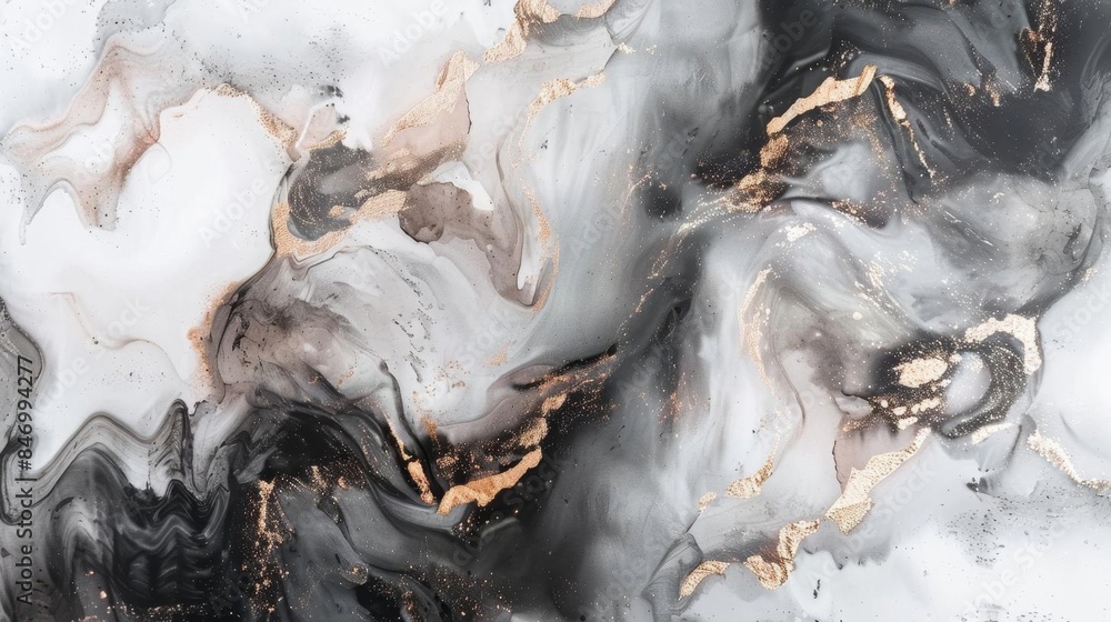 charcoal and white alcohol ink watercolour wash, rose gold accents, clouds charcoal and white alcohol ink watercolour wash, rose gold accents, clouds