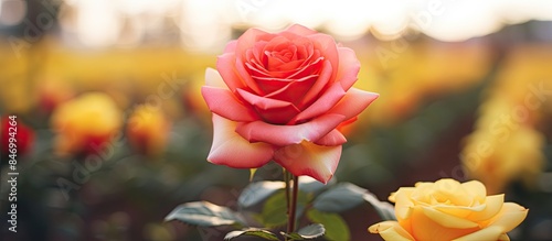 Vibrant rose blossoming bea...